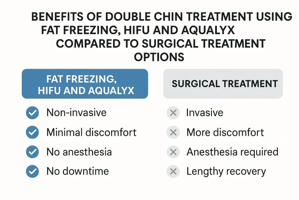 Graphic about the benefits of double chin treatment Amersham - from LA LIPO